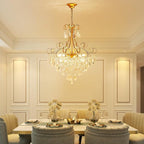 WUZUPS Crystal Chandelier 10-Light Pendant Ceiling Light Modern Lighting Fixture for Dining Room Hallway Bedroom Kitchen Bathroom, H 27.6" x W 22.8", E12 Base, Gold
