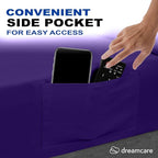 DREAMCARE Queen Size Sheets - Cooling Bed Sheets - 4pcs Set - up to 15" Deep Pocket Queen Sheet Set - Sheets Queen Size Bed - Soft & Long Lasting 100% Fine Brushed Polyester with Side Pocket -Purple