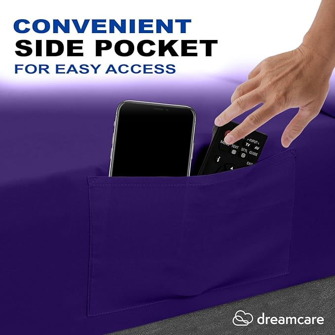 DREAMCARE Full Size – 4 pcs Cooling Sheets – up to 21” Deep Full Sheet Set – Hotel Luxury Sheets & Pillowcases – Superior Softness 100% Polyester with Side Pocket – Purple