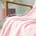 Exclusivo Mezcla Fleece Throw Blanket for Couch, 50x70 Inches Soft Cozy Jacquard Flannel Blankets, Lightweight Fuzzy Plush Warm Throws for Winter, Light Pink