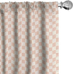 Ambesonne Geometric Curtains, Pale Salmon Colored Chess Table Like Modern Pink Color Squares Art Print, Window Treatments 2 Panel Set for Living Room Bedroom, Pair of - 28" x 63", Peach Cream