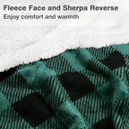 Catalonia Sherpa Wearable Blanket with Sleeves & Foot Pockets for Adult Women Men, Comfy Snuggly Wrap Sleeved Throw Blanket Robe, Gift Idea, Plaid Green, St. Patrick Gift