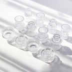 Clear Candlestick Holders 12PCS Ribbed Glass Taper Candle Holders for Tealight Stick Candles Table Centerpieces Thanksgiving Christmas Indoor and Outdoor Decorations