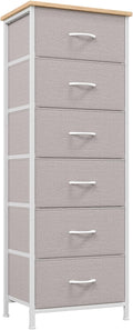 Somdot Tall Dresser for Bedroom with 6 Drawers, Storage Organizer Chest of Drawers with Removable Fabric Bins for Closet Bedside Living Room Laundry Entryway Hallway, Ash Grey