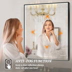 36x36 Inch LED Bathroom Mirror, Black Metal Framed Lighted Mirror for Bathroom, Wall Mouted LED Vanity Mirror with Lights, 3 Colors and Stepless Dimmable, Anti-Fog, Memory