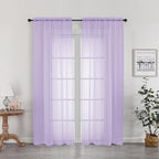 OWENIE Sheer Curtains 78 inches Long for Bedroom Living Room 2 Panels Set, Rod Pocket Soft Light Filtering Privacy Fimly Sheer Curtains & Drapes, Solid Purple Window Treatments, 42Wx78L