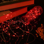 Mikasol Fairy Lights Battery Operated, 4 Packs Mini 3*AAA Battery Powered Copper Wire Led Starry String Lights Firefly Lights for Bedroom, Christmas, Parties, Decoration (5m/16ft Red)