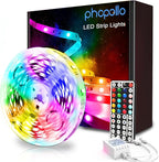 phopollo Led Strip Lights Color Changing 16.4ft Flexible 5050 RGB Led Lights Kit with Power Supply and 44 Keys Remote