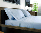 DREAMCARE Queen Sheet Set – 6 pcs Cooling Bed Sheets – up to 15” Deep Sheets Queen Size Bed Set – 2500 Supreme Collection – Extra Soft 100% Brushed Microfiber Hotel Luxury with Side Pocket – L Blue