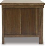 Signature Design by Ashley Moriville Rustic Farmhouse End Table with Dual Cabinet Doors, Brown