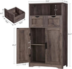 Iwell Storage Cabinet with Adjustable Shelf, Bathroom Cabinet with Doors, Cupboard, Kitchen Pantry Cabinet, Floor Cabinet for Living Room, Home Office, Dark Gray