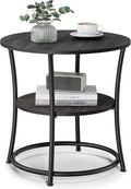 VASAGLE Side Table, 2-Tier Round End Table, Nightstand with Steel Frame for Small Spaces, Living Room, Bedroom, Charcoal Gray and Ink Black