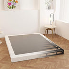 Box Spring Full Size Bed 4 Inch Low Profile, Heavy Duty Metal Box Spring Bed Base with Fabric Cover, Mattress Foundation, Easy Assembly, Noise Free, Black