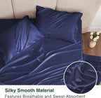 Love's cabin Twin XL Satin Sheet Sets - 3 Piece Navy Blue Silky Bed Sheets with Deep Pockets, Luxury Silk Feel Satin Sheet Set Twin XL (1 Flat Sheet,1 Fitted Sheet,1 Pillow case)