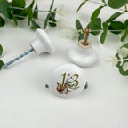 8Pack1.5 Ceramic Unique Cabinet Knob Blue Bear with Flowers Number Safari Animal Kids Room Wardrobe Dresser Drawer Knobs Handle Pulls