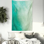 Lunarable Aqua Tapestry Twin Size, Watercolor Effect Wave Pattern Abstract Underwater Illustration Calming Artwork, Wall Hanging Bedspread Bed Cover Wall Decor, Twin Size, White Mint