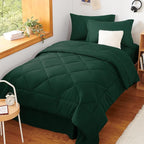 CozyLux Twin XL Comforter Set Emerald Green - 5 Pieces Twin Extra Long Bed in a Bag for College Dorm, All Season Bedding Set for Girls and Boys, Soft Bed Set with Comforter, Sheets, Pillowcase & Sham