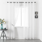 DUALIFE Bright White Sheer Curtains 84 Inches Long Set 2 Panels Grommet Look Semi Transparent Drape Tulle Gauze Voile Window Sheer Curtains for Bedroom Living Room 52X84 Inches Long