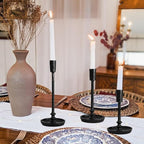 Rustic Cast Iron Taper Candle Holder - Set of 3 Vintage Candle Stands, Candlestick Holders for Wedding, Dining, Party Décor (Black)