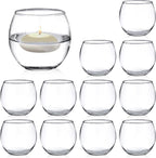 Set of 12 Clear Glass Tealight Candle Holder, 2.6'' H x 3.1'' W, Round Votive Candle Holders Bulk, Small Bowl Candle Holder for Wedding Table Centerpiece Home Decor