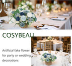 Artificial Flowers Fake Roses, Faux Plant with Stems for DIY Wedding Bouquets Bridal Shower Centerpieces Arrangements Party Tables Decorations (23, Mix Shades of Blue)