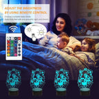 FULLOSUN Lion Night Light, King Lion Gift 3D Illusion Lamp for Kids Bedside Lamp with Remote Control 16 Color Changing Xmas Halloween Birthday Gift Cool Room Decor for Child Baby Boy