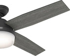 Hunter Fan Company, 52388, 52 inch Dempsey Matte Black Ceiling Fan with LED Light Kit and Handheld Remote