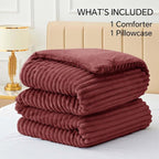 BEDELITE Fleece Twin Comforter Set -Super Soft & Warm Fluffy Burgundy Bedding, Luxury Fuzzy Heavy Bed Set for Winter with 1 Pillow case