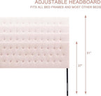 Tufted Upholstered Headboard Full Size, Solid Wood Head Board with Durable Metal Legs, Adjustable Height Bed headboard from 37” to 51” Fabric Headboard in Modern Button Design, Pink