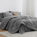 Love's cabin Twin Comforter Set Grey, 5 Pieces Twin Bed in a Bag, All Season Bedding Sets with 1 Comforter, 1 Flat Sheet, 1 Fitted Sheet, 1 Pillowcase and 1 Pillow Sham