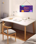 Personalized Outer Space Sign Universe Theme Art Décor For Kids Room Custom Name Door Wall Decor, Stars Floral Nursery Art Plate For Girls Room Boys Bedroom