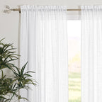 RYB HOME White Sheer Curtains for Kitchen, Light Filtering Textured Short Durability Drapes for Small Window, Curtain Tiers for Bathroom, W 42 x L 45 inches, 2 Panels Set