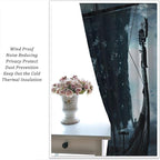 Viking Ship Curtains, Night Scene with Black Vikings Dragon Ship Sailing, Vintage Ancient Scandinavian Nautical Print Blackout Window Drapes for Boys Bedroom Living Room 84x84in