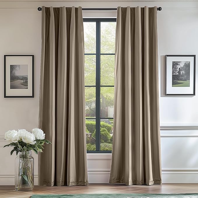 Lazzzy Velvet Blackout Curtains Thermal Insulated Room Window Drapes Super Soft Luxury Curtains for Living Room Bedroom Rod Pocket 2 Panels, Light Taupe, 52" W x 72" L