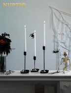 NUPTIO Black Candlestick Holders for Centerpiece: 3 PCS Tall Taper Candles Holders for Halloween - Metal Candles Stick Holder for Christmas Birthday Party Fireplace Table Decor