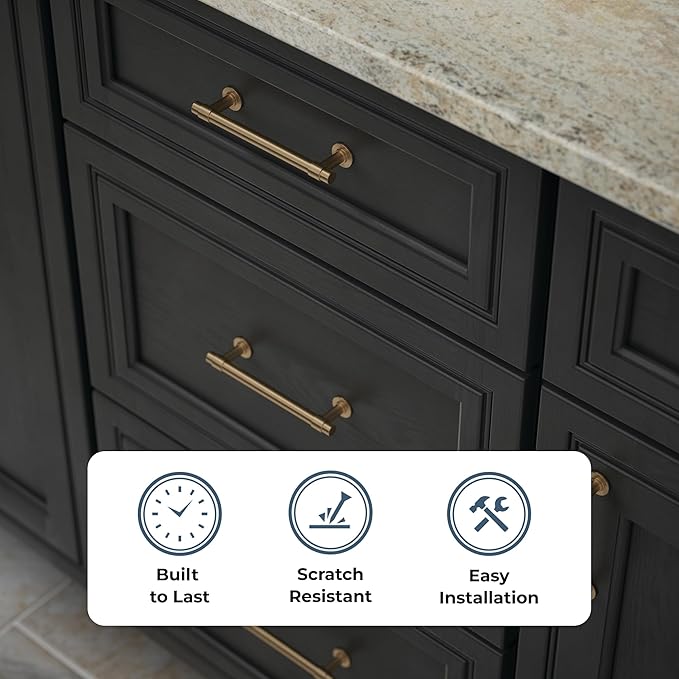 Franklin Brass - Francisco Champagne Bronze Gold Cabinet Handles 5 Inch (5") Hole Center Pulls | Easy Install, Durable Hardware for Kitchen Cabinet Door, Drawers, Dresser Pull, Furniture (10 Pack)