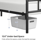 Yaheetech Metal Queen Platform Bed Frames Mattress Foundation with Storage/Curved Design Headboard/NO Box Spring Needed/Heavy-Duty Support/Easy Assembly, Queen, Black