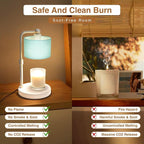 Candle Warmer Lamp with Timer, Dimmable Candle Wax Warmer, Height Adjustable Electric Candle Lamp Warmer with 2 Bulbs, Gifts Idea for Women Her, Mom, Vintage Home Decor for Bedroom-Blue