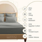 100% Cotton Sheets King Size Sheets Set, 15" Deep Pocket King Sheet Set, 800 Thread Count Sateen Weave Luxury Hotel Sheets, Naturally Cool Long Staple Egyptian Cotton, No Pilling & Shrink - Silver