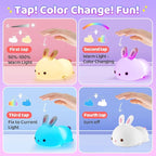 One Fire Bunny Toys for Kids Night Light for Kids, 16 Colors Cute Lamp, Soft Silicone Baby Night Light, 1200mAh Portable Dimmable Touch Lamps, Kawaii Room Decor, Christmas Gifts for College Girls