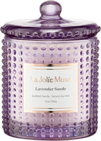 LA JOLIE MUSE Lavender Suede Candle - Lavender, Eucalyptus, Sandalwood | 10 oz Natural Soy Wax | 55 Hours Clean Burn | Aromatherapy Candle | Perfect for Relaxation, Self-Care and Meditation