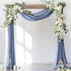 Socomi Wedding Arch Draping Fabric 3 Panels 29" x 19Ft Dusty Blue Sheer Chiffon Curtain Drapes 6 Yards for Wedding Ceremony Birthday Party Decoration