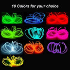 MaxLax EL Wire White, 2M Portable Battery Pack Neon Light Strip 360° Cuttable Glowing Rope Lights for Parties, Halloween, DIY Decoration