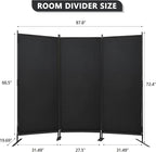 JAXPETY Room Divider Panel 6Ft Privacy Screen Wall Dividers for Room Separation Flexible Partition Folding Portable Room Partition for Office 88" W x 73" H, Black