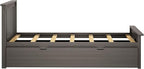 Max & Lily Twin Bed, Wood Bed Frame with Headboard For Kids with Trundle, Slatted, Clay