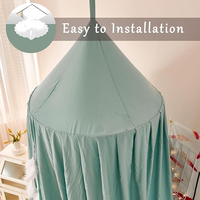 dix-rainbow Princess Decor Canopy for Kids Bed, Soft and Durable Bed Canopy for Girls Room Tent Canopy Dreamy Mosquito Net Bedding, Children Reading Nook Canopies Indoor(Green)