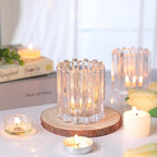 Glass Clear Votive Candle Holder, Ribbed Votive Candle Holders Set of 6, Tealight Candle Holder for Wedding Centerpieces Dinner Party Table Decor