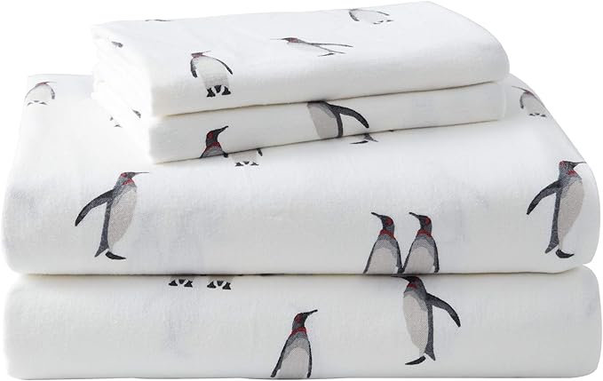 Eddie Bauer - Queen Sheets, Cotton Flannel Bedding Set, Brushed For Extra Softness, Cozy Home Decor (Rookeries, Queen)
