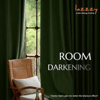 Lazzzy Velvet Blackout Curtains Thermal Insulated Room Window Drapes Super Soft Luxury Curtains for Living Room Bedroom Rod Pocket 2 Panels, Moss, 42" W x 84" L