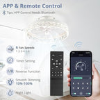 LEDIARY 15.7" Modern Ceiling Fans with Lights and Remote, Dimmable Low Profile Ceiling Fan, Flush Mount Ceiling Fan, Stepless Color Temperature Change and 6 Speeds - White